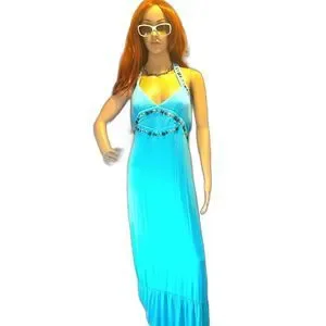 white bandage halter dress Sexy Light Blue Sleeveless Halter Slip Bodycon Bandage Dresses for Wom –  Mega Mart Center main image 0
